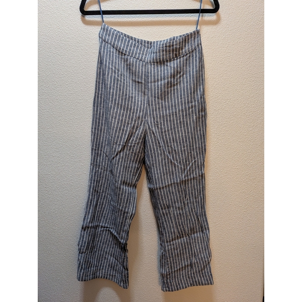 Free People Cropped Pinstripe Wide Leg Pants